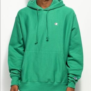 champion reverse weave hoodie kelly green